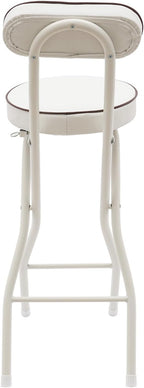 LOYALHEARTDY 2 Pcs Folding Stool, 25.6 in Cushioned Padded Folding Stool Portable Bar Stool with Back for Camping Kitchen Home Office (White)