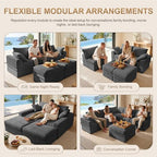 Upgraded Couch with Storage, Sectional Couches for Living Room, L-Shaped Modular Cloud Corduroy Sofa with Ottoman & Pillows, Oversized Deep Seat Memory Foam Couch, No Assembly(Gray, 107" L)