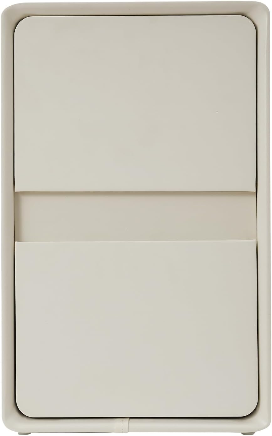 Modern Bedside Table, Minimalist Nightstand Small Narrow Side Table with 2 Drawers for Bedroom Living Room Small Space White