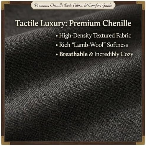 Upholstered Platform Bed Frame, Low Profile Chenille Bed with Headboard, Modern Solid Frame, No Box Spring Needed, Easy Assembly (Dark Grey, Queen (U.S. Standard))