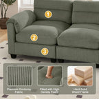 HAOMARKETS Corduroy Sofa Set, Upholstered Armchair and Loveseat with Plush Cushions and Rolled Arms, Modern Living Room Furniture Sets,Green