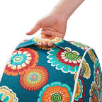 Magpie Fabrics Indoor/Outdoor Inflatable Stool Ottoman Pouf, Water Repellent Round Footrest Footstool D20 xH9, Portable for Patio Garden Camping or Home, Floral Green