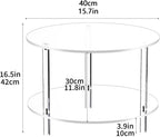 Acrylic Coffee Table, 2 Tier Round Coffee Table, Modern Clear Coffee Table, Clear End Table, Small Round Side Table for Couch, Living Room, Bedroom