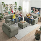 HAOMARKETS Corduroy Sofa Set, Upholstered Armchair and Loveseat with Plush Cushions and Rolled Arms, Modern Living Room Furniture Sets,Green