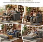 Loveseat Sofa Bed, Tri-Folding Convertible Futon Sleeper with Handle & Side Pockets, 54'' Couch with Hook and Loop No Assembly for Small Space,Living Room & Bedroom