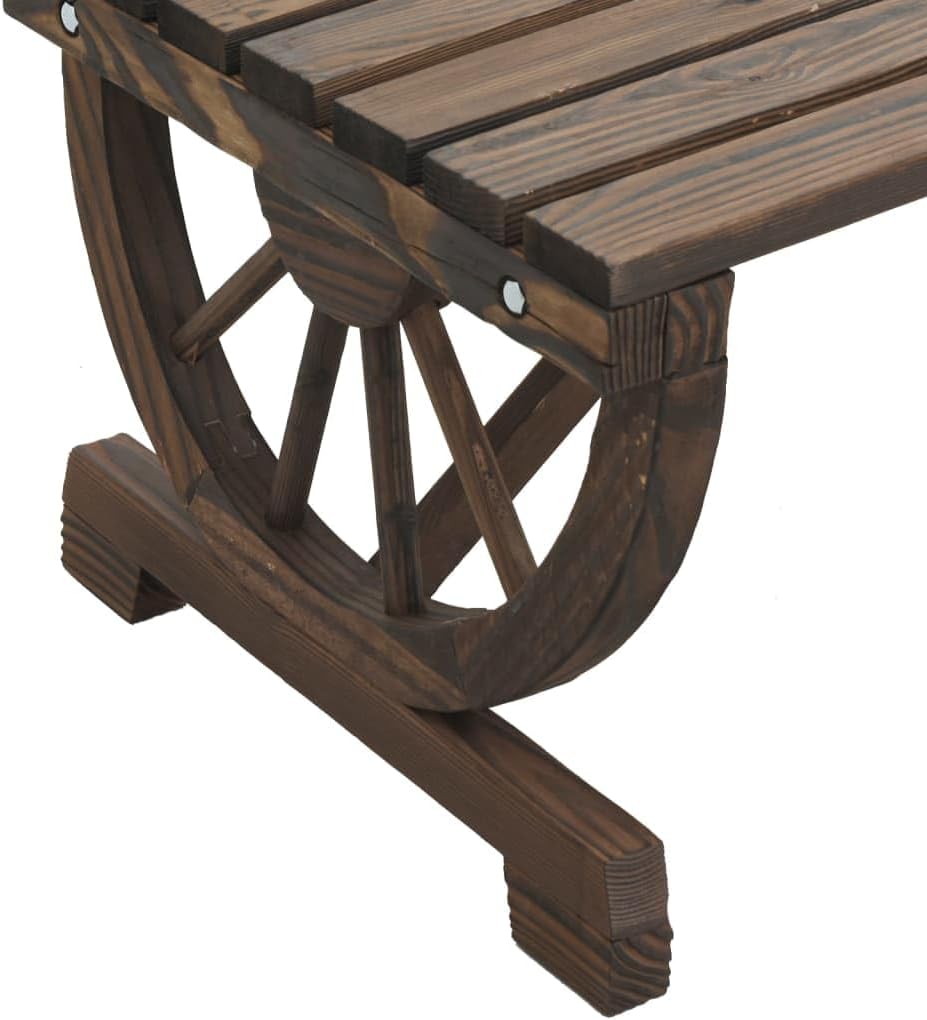 vidaXL Patio Footstool in Solid Fir Wood with Wagon Wheel Design – Durable Outdoor Ottoman/Garden Stool, Brown, 15.7""x14.4""x15.2"", 365110