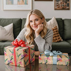 RUSPEPA Tulips Floral Wrapping Paper Roll, Watercolor Gift Wrap, Mini Roll Kraft Paper Roll for Girls, Spring, Summer, Wedding and Birthday 17 Inches x 32.8 Feet