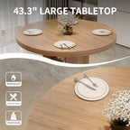 5-Piece Dining Set for Small Spaces 43.3" Round Table & 4 PU Leather Chairs, Modern Farmhouse with Storage Shelf, Apartment Kitchen Easy Assembly (Walnut Color Round Table + 4 U-Shaped Gray Chairs)