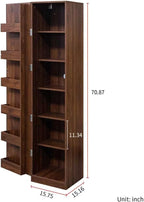Mid Century Modern Kitchen Pantry Cabinet, 71" Tall Storage Cabinet with Door Racks & Multi-Tier Shelves, Rustic Wood Cupboard for Kitchen, Dining Room, Walnut