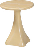 Bali & pari Aponi Marbled Resin End Table - Sculptural Side Table with Round Top and Pedestal Base, Modern Contemporary Statement Furniture, Cream