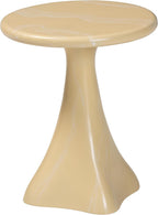 Bali & pari Aponi Marbled Resin End Table - Sculptural Side Table with Round Top and Pedestal Base, Modern Contemporary Statement Furniture, Cream