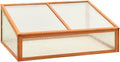 Wooden Garden Greenhouse，Wood Raised Plants Bed Raised Flower Planter Box, Garden Wood Cold Frame Greenhouse Flower Planter, Brown 39.4"x25.6"x15.7" Firwood,-682