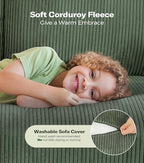 Welzona Loveseat, 51" Small Couch, Corduroy Love Seat, Small Loveseat Sofa | Comfy Corduroy Fabric, Tool-free Setup, Washable Covers, All-wood Small Sofa Couch for Living Room, Bedroom, Green