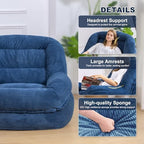 Giant Bean Bag Chair for Adults, Oversized Floor Lounge Chair with Armrests | Royal Blue, soft corduroy and resilient foam for living rooms, bedrooms, reading nooks, gaming rooms, movie nights, and pets