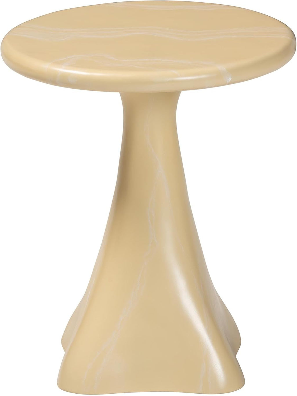 Bali & pari Aponi Marbled Resin End Table - Sculptural Side Table with Round Top and Pedestal Base, Modern Contemporary Statement Furniture, Cream