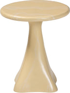 Bali & pari Aponi Marbled Resin End Table - Sculptural Side Table with Round Top and Pedestal Base, Modern Contemporary Statement Furniture, Cream