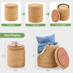 Round Storage Pouf Ottoman Hand Weaving Natural Boho Straw Footstool Pouffe | Breathable material, Hand‑woven from natural straw, Artisanal hand‑crafted texture, Bohemian home decor accent