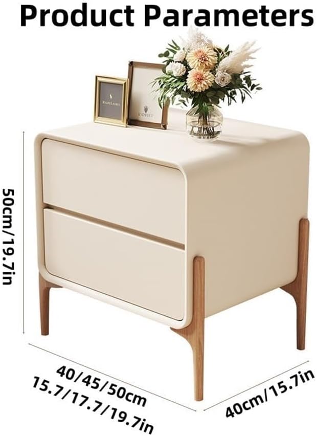 Modern Two-Drawer Bedside Table Free Installation Boudoir Storage Cabinet Stylish and Practical Bedside Storage All Occasion(Brown,40 cm)