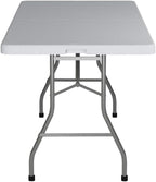 Office Star Resin Rectangle Center-Folding Portable Table for Picnics, Camping, and Tailgating, 6 Feet