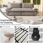 70.1" Sleeper Sofa Bed Queen Size, Pull Out Convertible Velvet Couch, Grey | 3-in-1 Sofa, Recliner & Bed, Removable Cover, Comfort Pillow Arm, for Narrow Doors, Living Room, Small Space, Apartment & RV