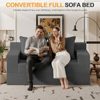 Erament Convertible Sofa Bed, Loveseat Folding Floor Futon Sleeper Sofa Couch Bed Foldable Couch, Corduroy Pull Out Sofa Bed with 2 Pillows for Living Room & Bedroom