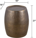 ET501 Modern Contemporary Aluminum Material 21" Height End Table, Side Table with Hand Hammered Design Antique Gold