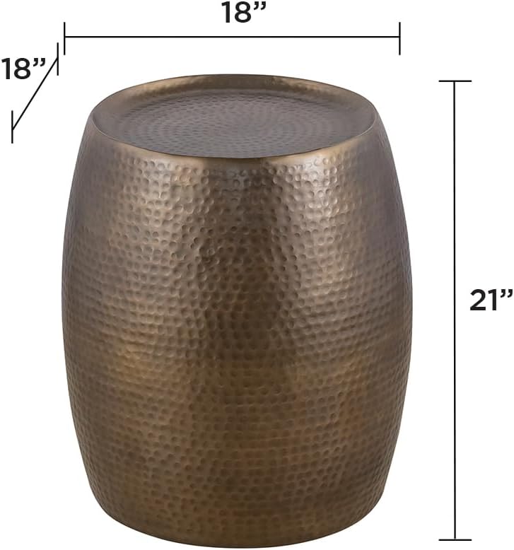 ET501 Modern Contemporary Aluminum Material 21" Height End Table, Side Table with Hand Hammered Design Antique Gold