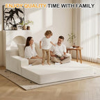 Erament Convertible Sofa Bed, Loveseat Folding Floor Futon Sleeper Sofa Couch Bed Foldable Couch, Corduroy Pull Out Sofa Bed with 2 Pillows for Living Room & Bedroom