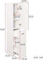 KEIKI Pull-Out Kitchen Pantry Storage Cabinet with Multi-Tier Shelf, Spice Rack Next to Fridge, Freestanding Wood Cabinet Hutch Food Pantries Cupboard for Dining Room, Narrow Spaces