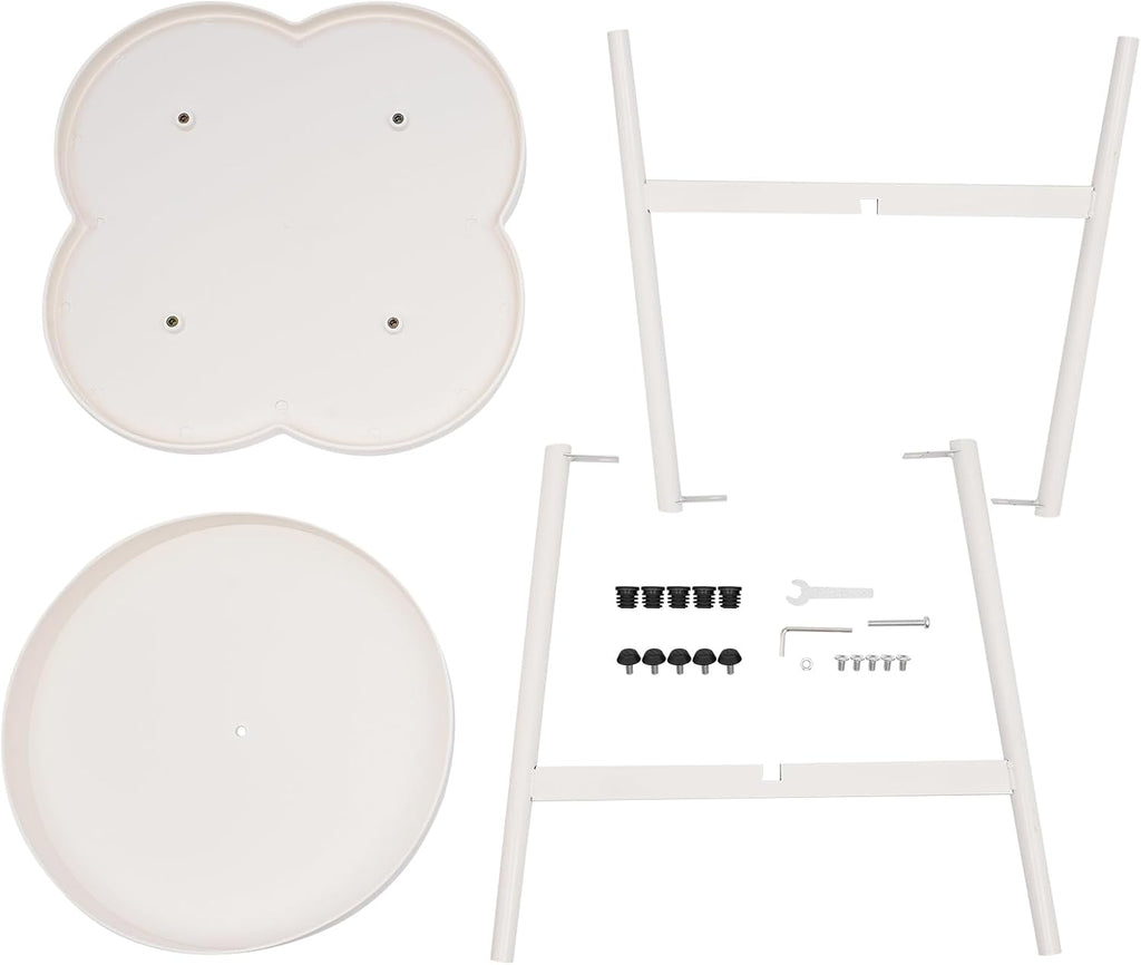 End Table Sofa & Console Flower Shape Snack Side Table with Stand Modern Decorative Side Coffee Table with Load-Bearing 110lbs for Home Bedroom Living Room Kitchen (White)