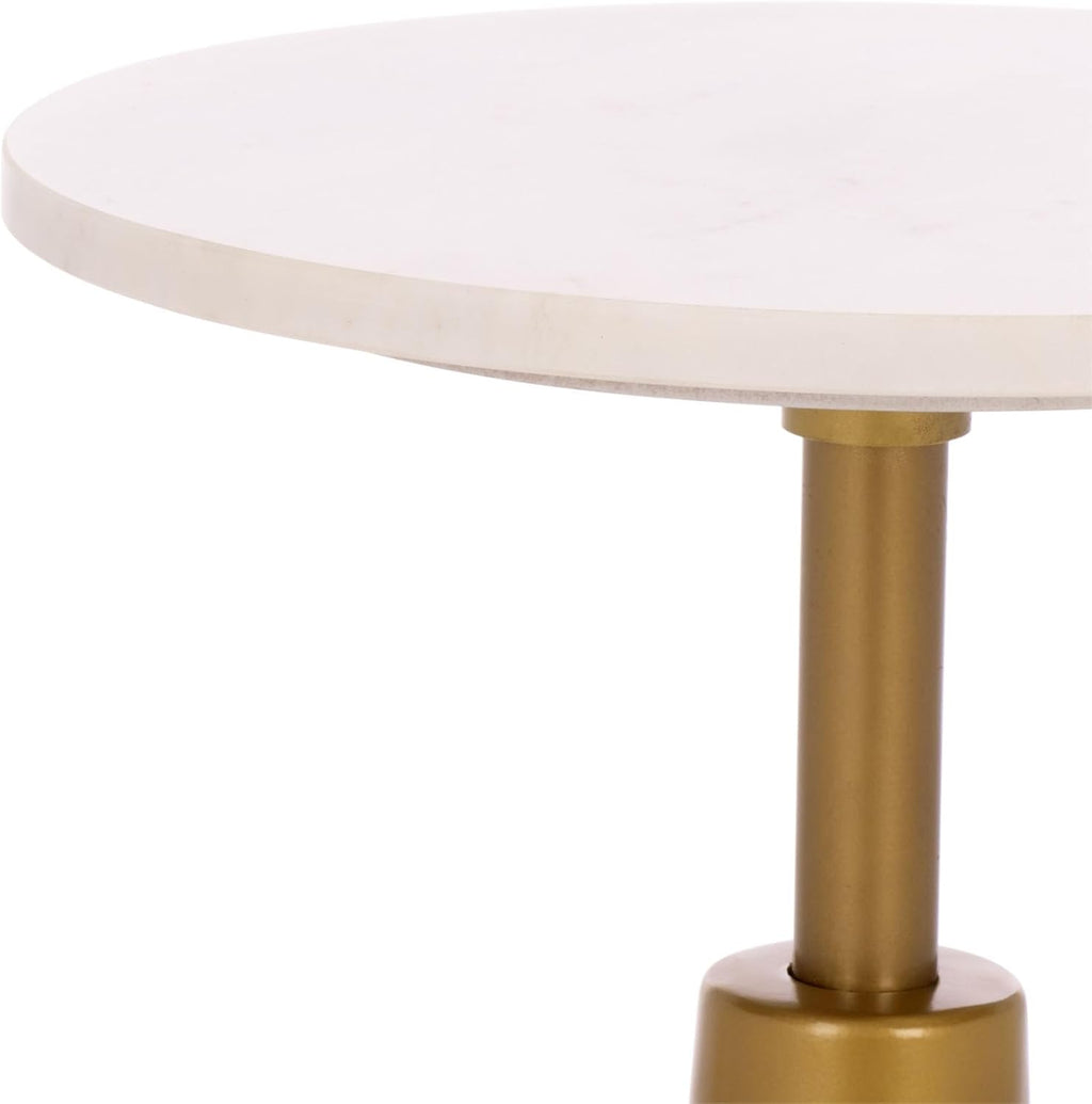 SAFAVIEH Home Collection - Paulon Round Side Table with White Marble Top & Cream Fluted Glass Base, Fully Assembled (ACC3216A)