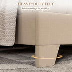SHA CERLIN Linen Upholstered Queen Size Bed Frame with Headboard, Beige