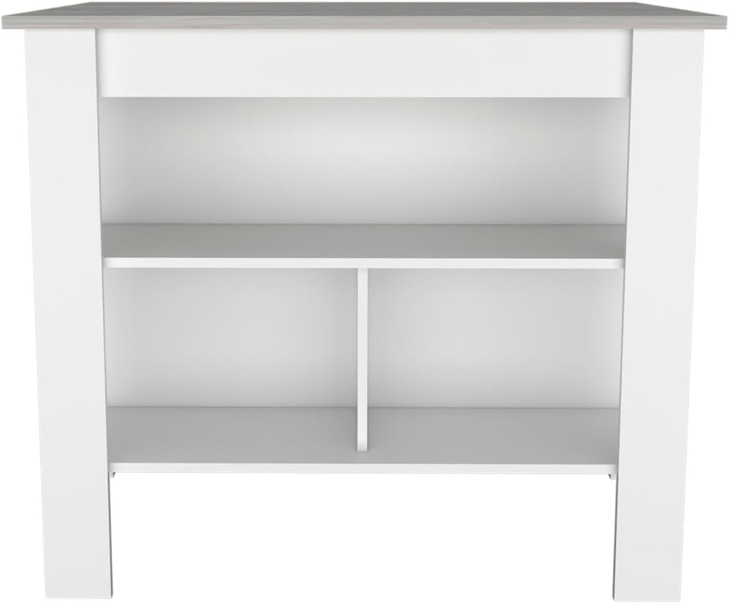 Kitchen Island with Four Legs and Three Shelves