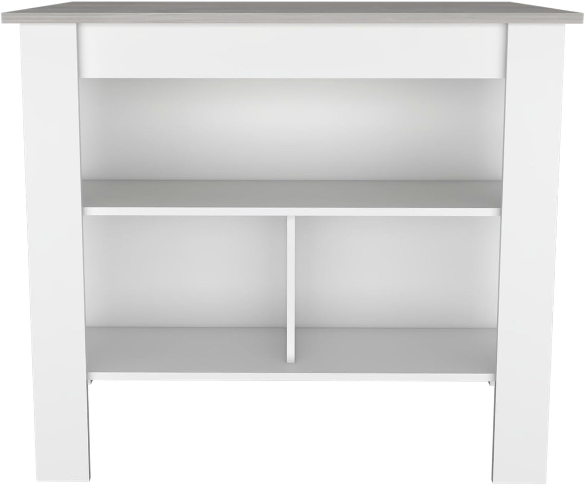 Kitchen Island with Four Legs and Three Shelves