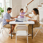 Folding Table and Chairs Set for 4, 36 Inch Foldable Card Table with Carrying Handle & 4 PU Leather Padded Folding Chairs, Portable Indoor Outdoor Dining Table Set for Picnic, Camping, RV, Game Night