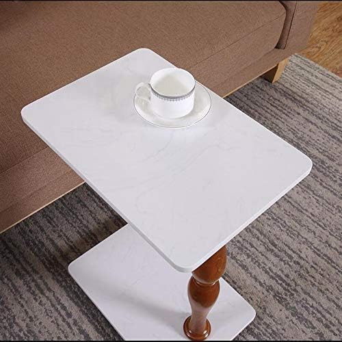 Telephone Table, Marble Sofa Side Table,Magazine Table,Telephone Table,Square Mobile Coffee Table(Color:White,Size:16.7311.6123.62in)