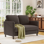 Welzona Loveseat, 51" Small Couch, Teddy Love Seat, Small Loveseat Sofa | Comfy Teddy Fabric, Tool-free Setup, Washable Covers, All-wood Small Sofa Couch for Living Room, Bedroom, Small Spaces, Brown