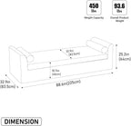 88.58" Chenille End of Bed Bench Chaise Lounge, Upholstered Bedroom Bench with Armrests & Bolster Pillows, PVC Legs for Living Room Entryway Apartment Dorm (88.58", Beige)