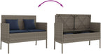 Gray Patio Bench with Storage, PE Rattan Outdoor Storage Bench with Cushions and Waterproof Bag, Garden Seat for Cushions and Towels