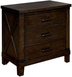 Rustic Style Dark Walnut Finish 1pc Nightstand Bedroom Furniture 3-Drawers Bedside Table Black Bar Pulls,for Small Spaces