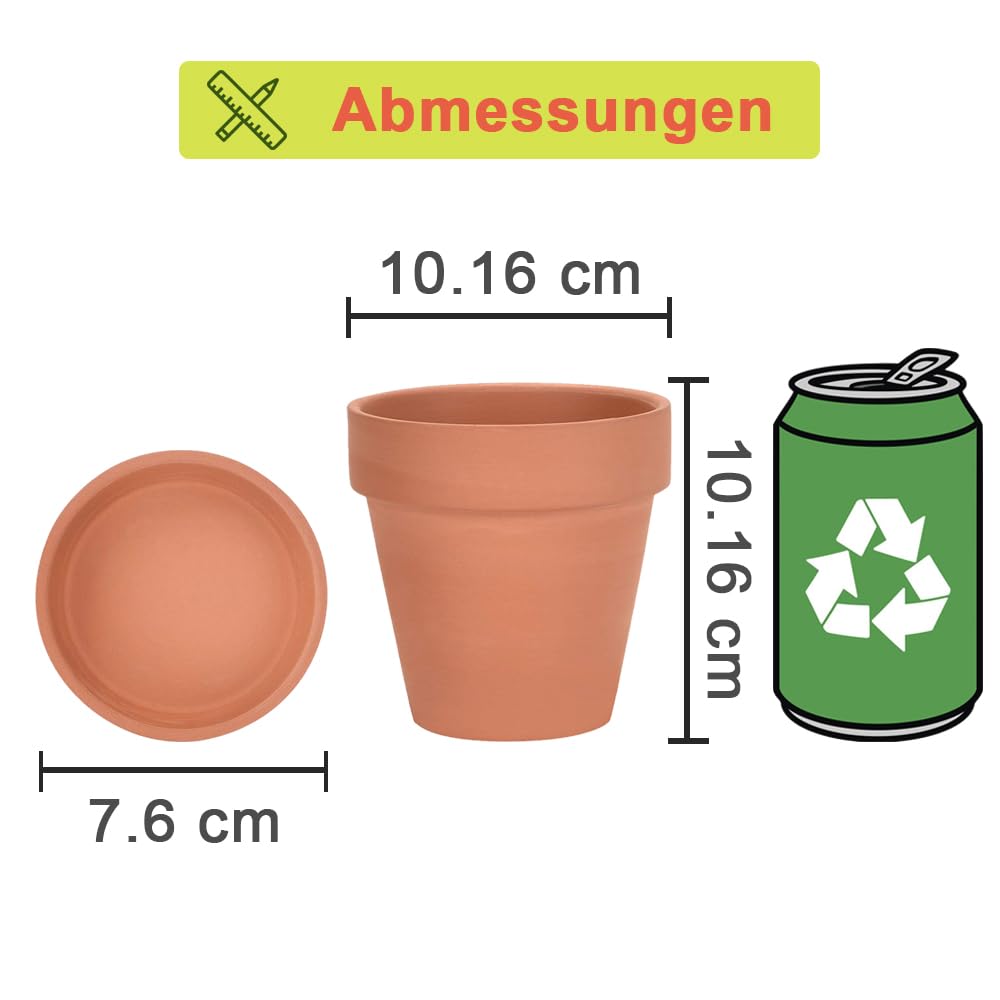 vensovo 4 Inch Terracotta Plant Pots with Saucer - 6 Pack Clay Flower Pots with Drainage, Great for Plants, Crafts, Wedding Favor