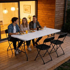 Folding Table 1 Pack, 6FT Folding Table Portable with Built-in Handle, Heavy Duty Plastic Table with Steel Legs Supports to 300lbs, Suitable for Party, Camping, Events Indoor&Outdoor Use, White