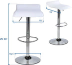 Set of 2 Barstool, Adjustable Swivel Bar Stools with PU Leather and Chrome Base, Gaslift Pub Counter Chairs, White | Swivel, PU Leather, Chrome Base, Gas Lift, Ideal for Kitchen, Home Bar, Pub, Kitchen Island