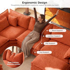 ELUCHANG 114" Oversized Modular Sectional Sofa, Comfy Chenille Cloud Couch, 6-Seater V Shaped Modern Deep Seat Sofa w/Removable Covers for Living Room, Bedroom, DIY Combination - Terracotta