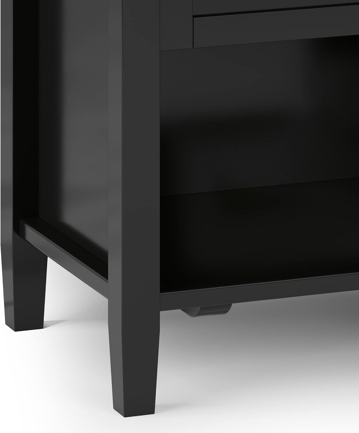 SIMPLIHOME Warm Shaker Solid Wood 24 inch Wide Transitional-Style Bedside Nightstand Tables in Black for the Living Room and Bedroom (Set of 2)
