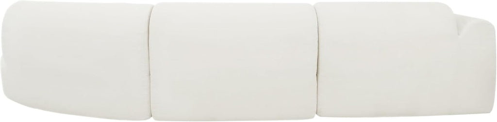 Merax 140" Curved Polyester Sectional Sofa Set, Modern Cloud Couch with Chaise Lounge & 3 Pillows, Fully Assembled for Living Room, Beige