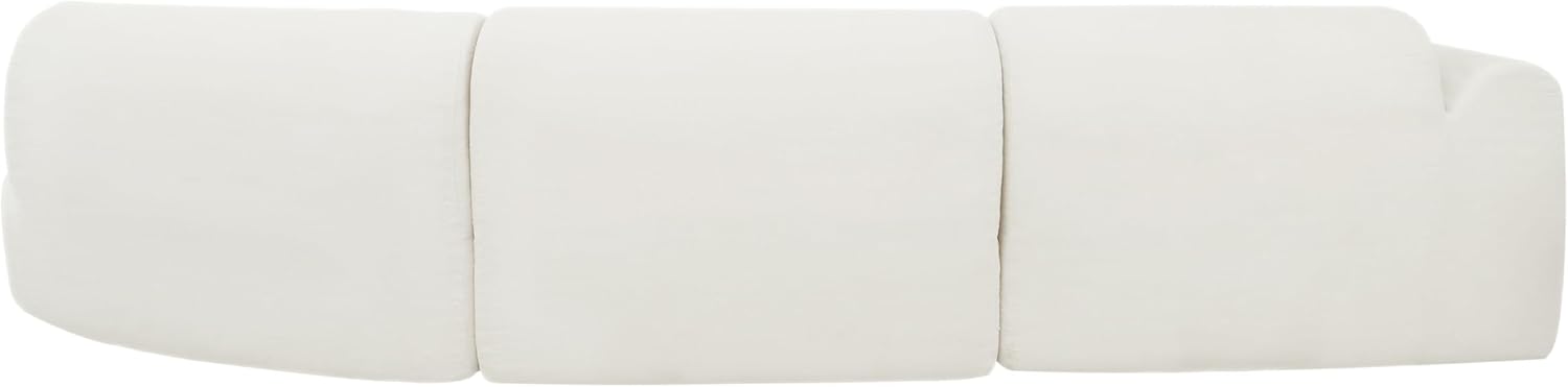Merax 140" Curved Polyester Sectional Sofa Set, Modern Cloud Couch with Chaise Lounge & 3 Pillows, Fully Assembled for Living Room, Beige