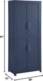 HomeStock African Artistry Tall Kitchen Storage Pantry - Navy Finish