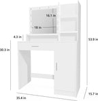 Palimder Vanity Desk with Mirror & Light, Large Drawer Three Level Storage Dresser, 3 Lighting Modes Adjustable Brightness, Bedroom Dressing Table