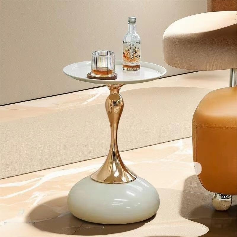 Coffee Table Living Room Metal Moving knickknacks Bedroom nightstand Sofa Side Several Balconies Round Table Italian-Style Telephone Table (White)